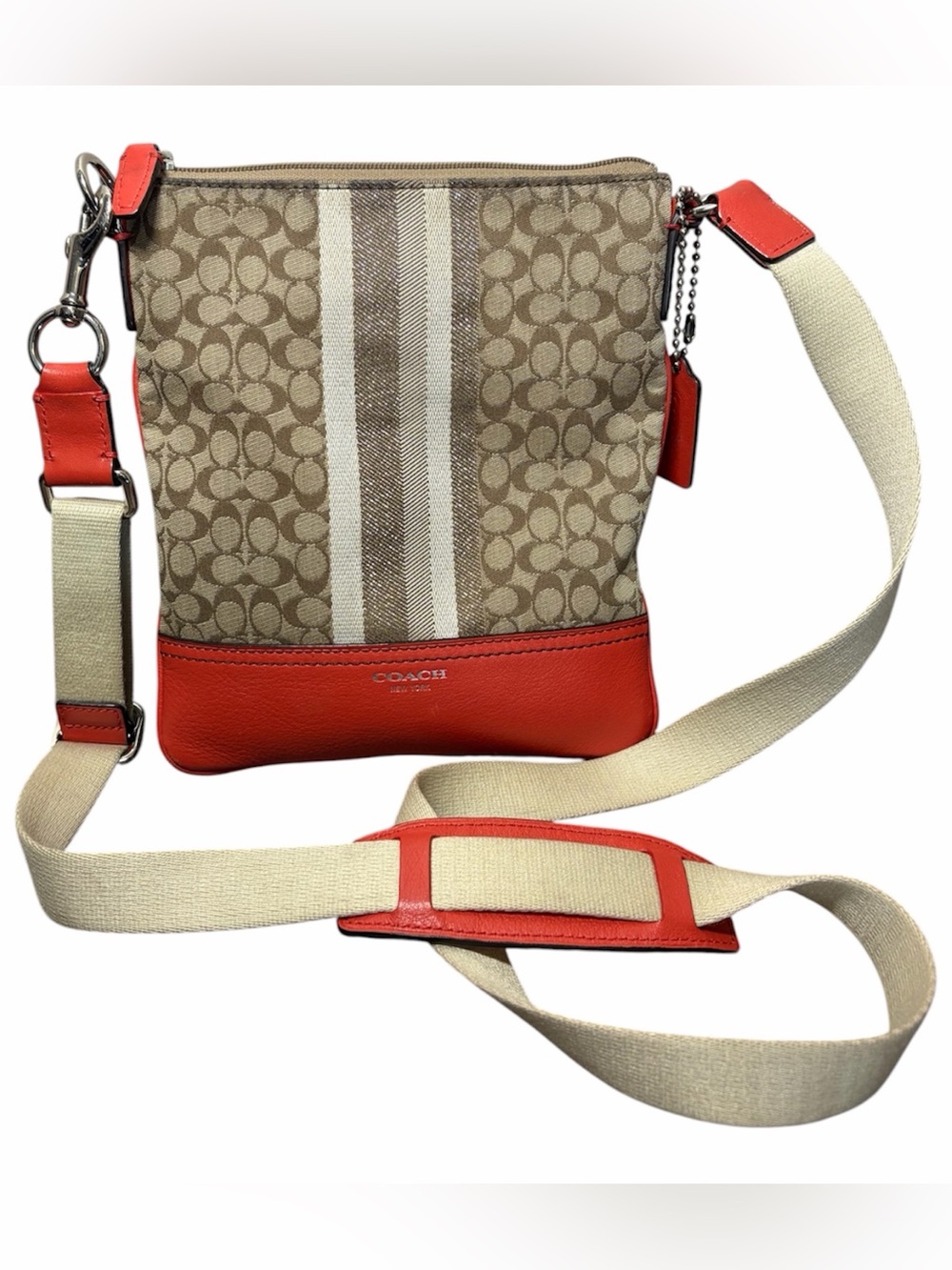 Coach Legacy Swingpack Bag Crossbody Khaki  Orange Preloved